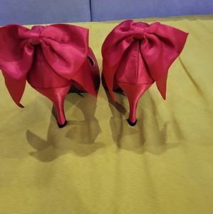 Pin Up Couture Red Bow High Heels